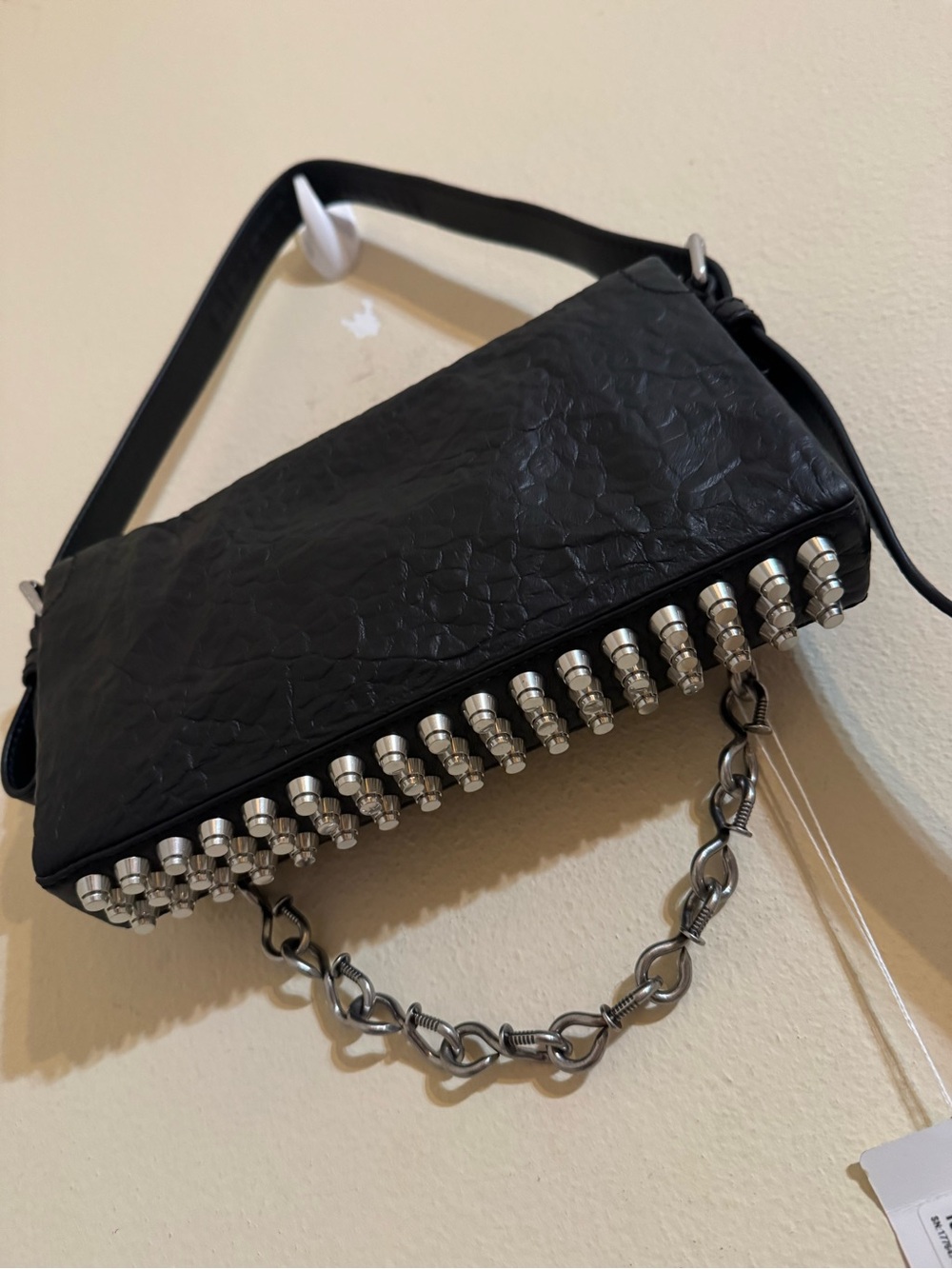 Alexander Wang New Ricco Crushed Slim Flap Bag Leather Black - Picture 6 of 15